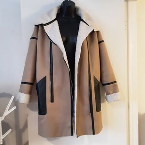 Guess Faux Suede Fleece Lined 3/4 Coat